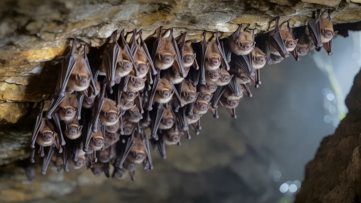Bats roosting in a cave