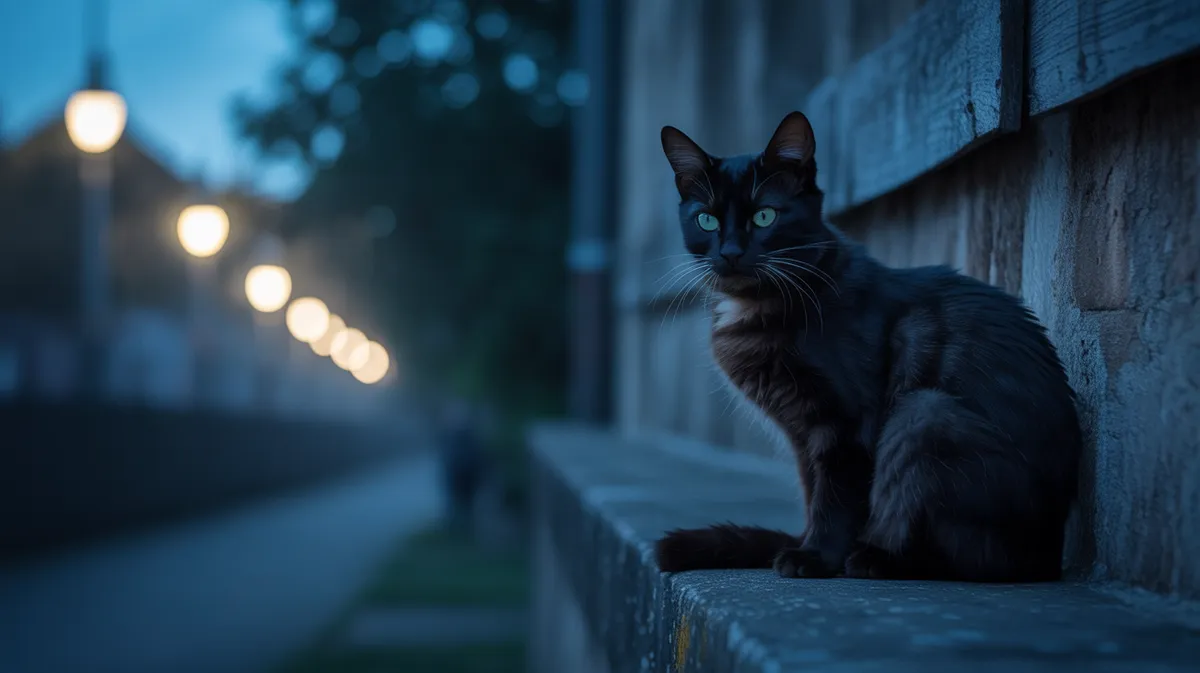 A cat's eyes glowing at night