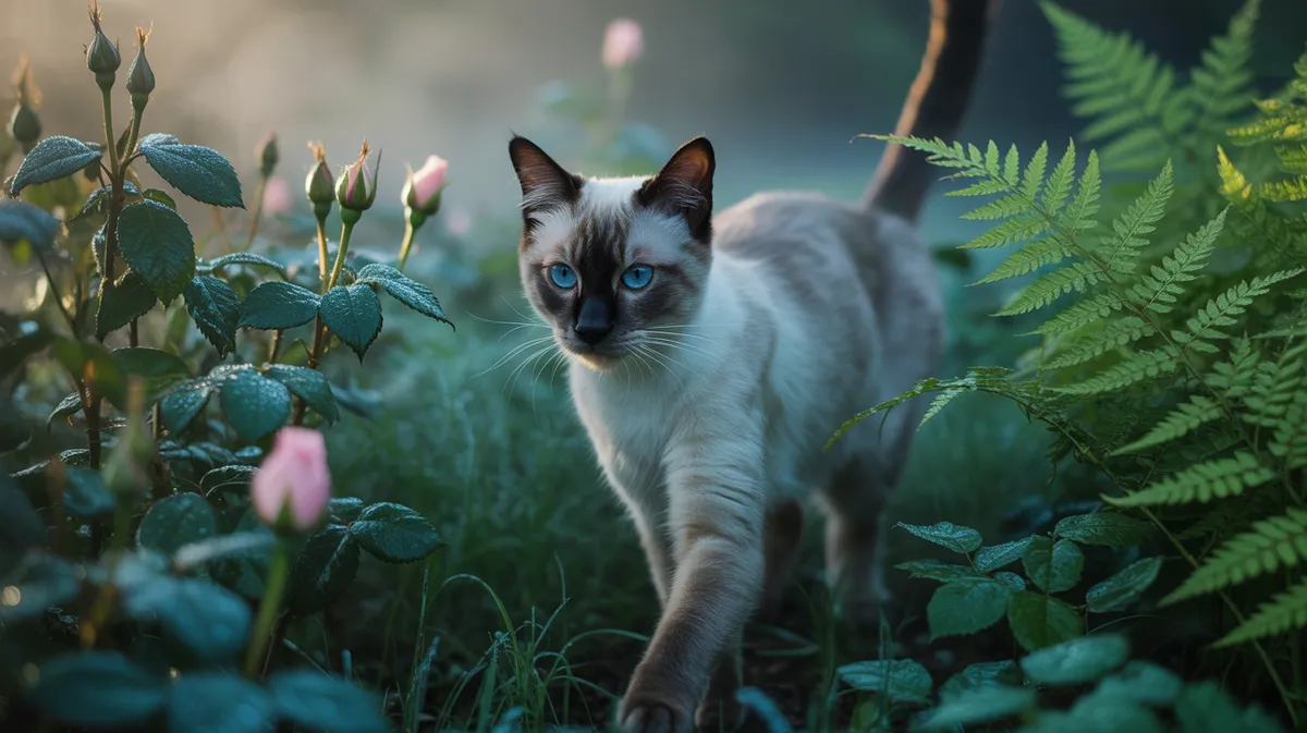 A cat prowling at dawn