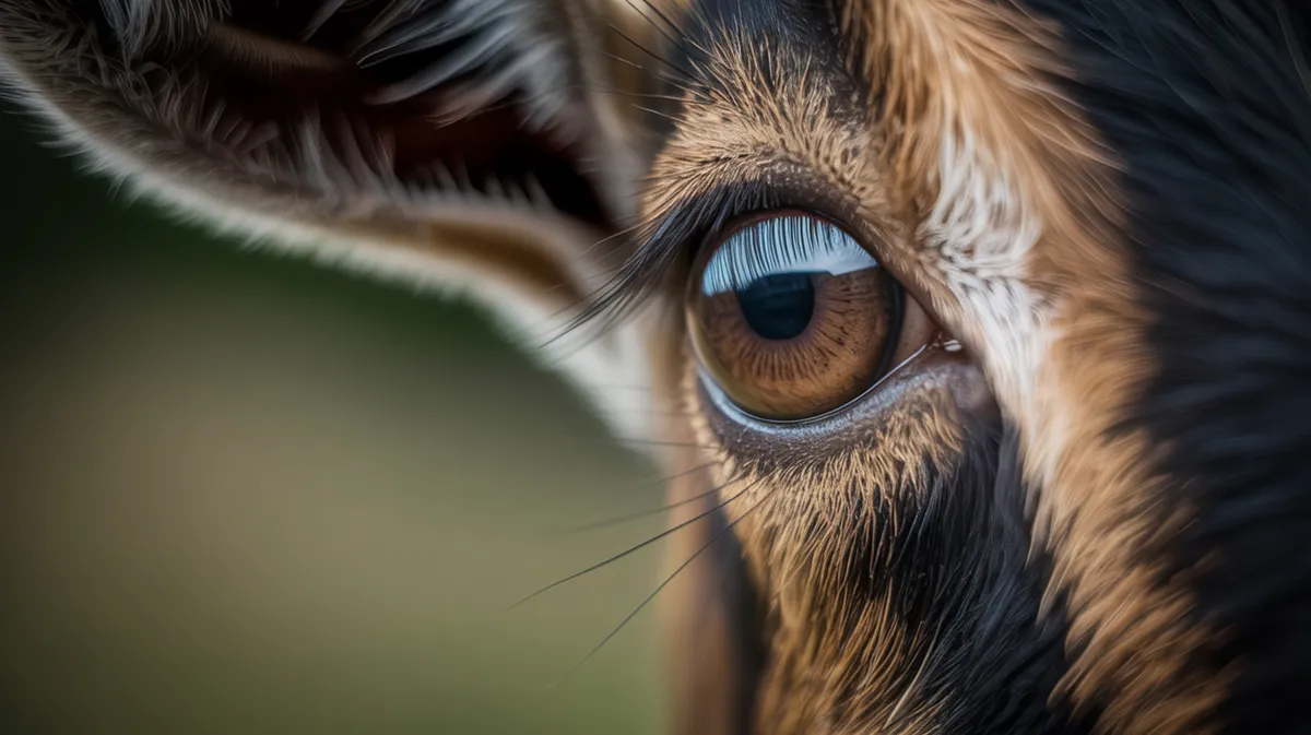 Close-up of a goat's rectangular pupil
