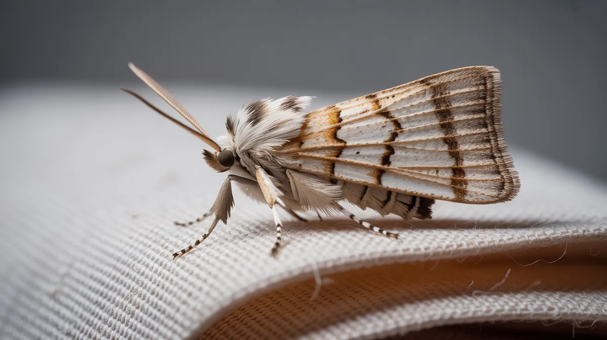 A clothes moth on fabric