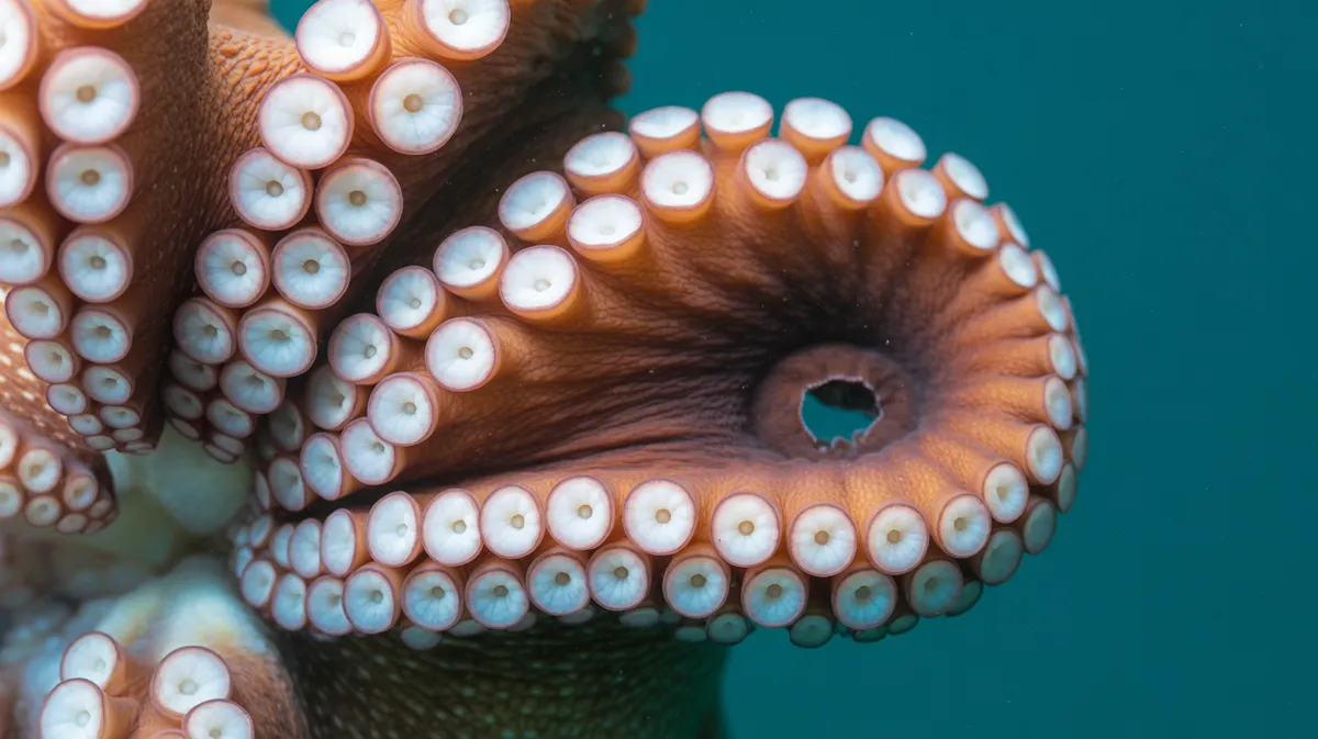 Close-up of an octopus arm and suckers