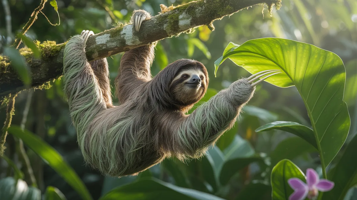 A sloth reaching for a leaf