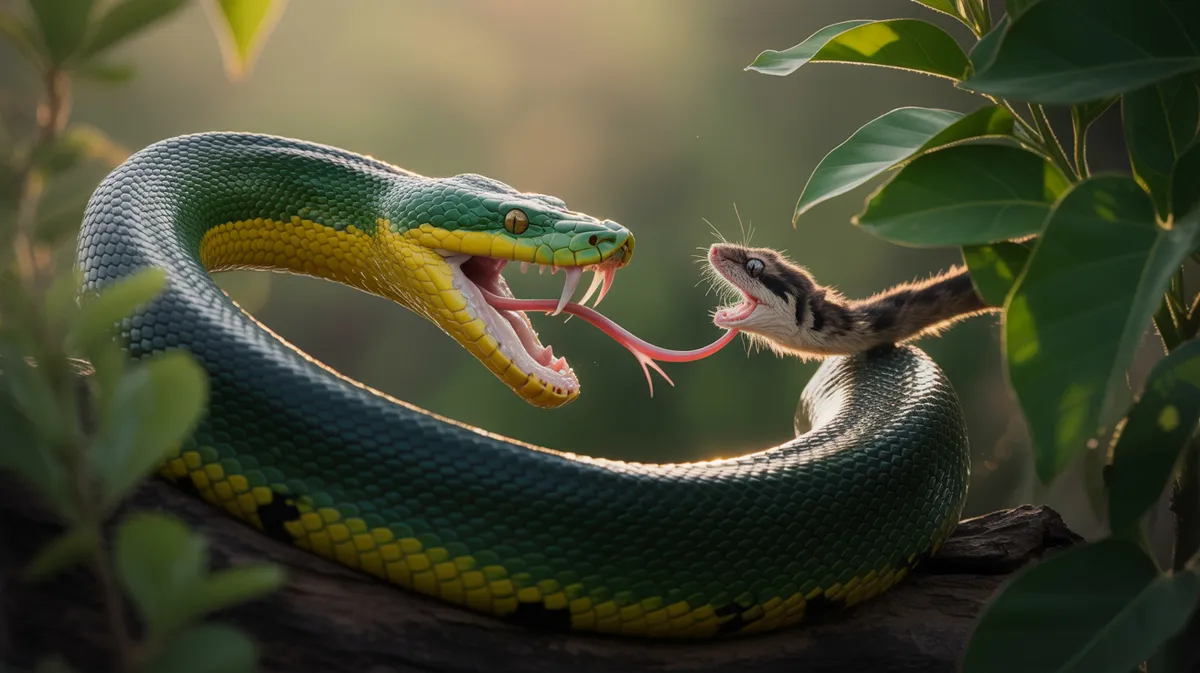 A snake opening its mouth wide