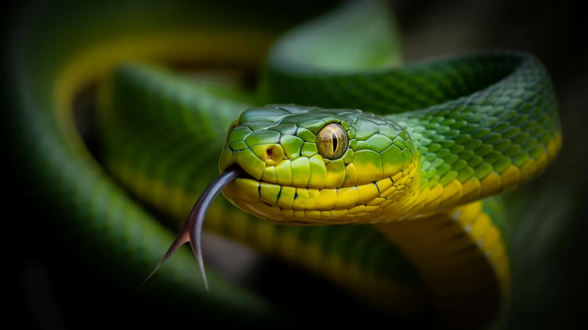 Close-up of a snake flicking its tongue