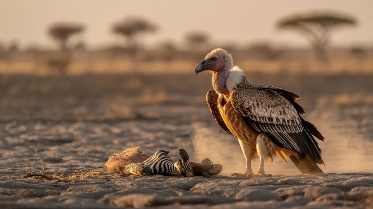 A vulture scavenging a carcass