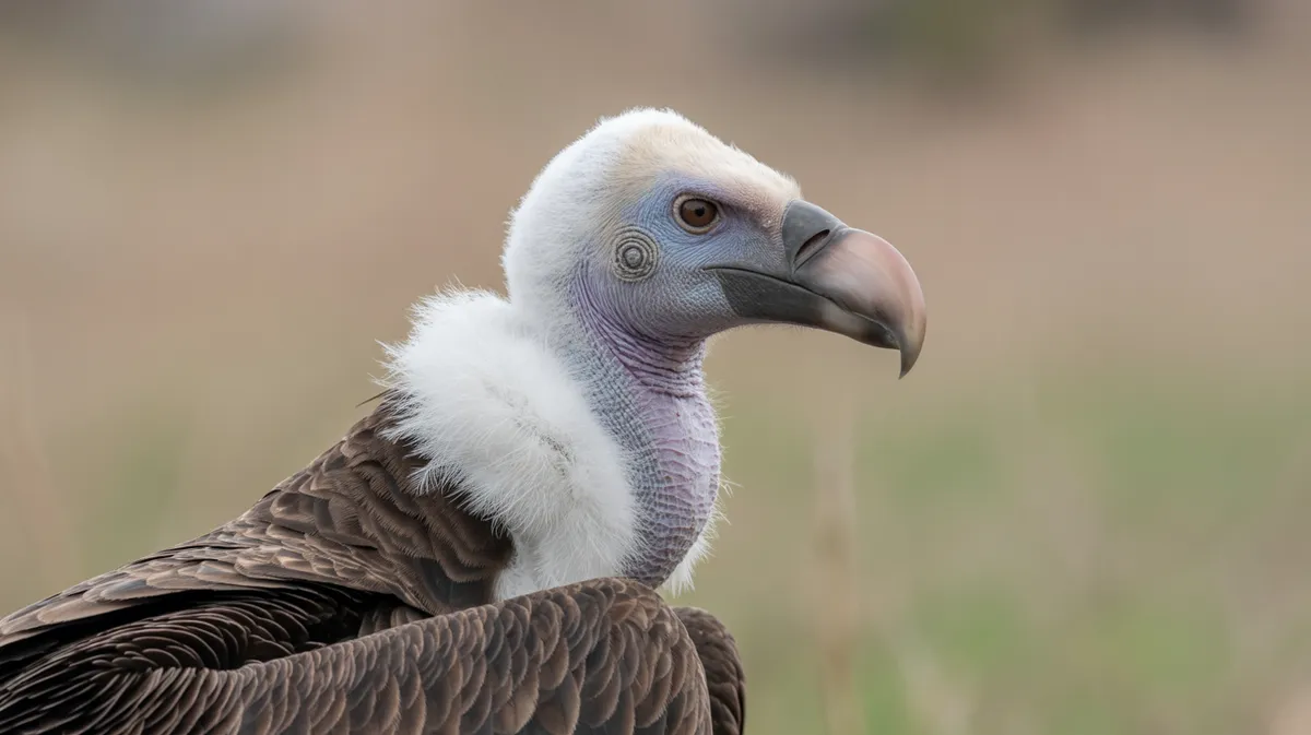 Close-up of a vulture's bald head