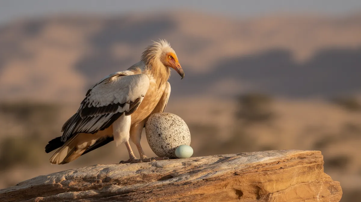 An Egyptian vulture using a stone tool