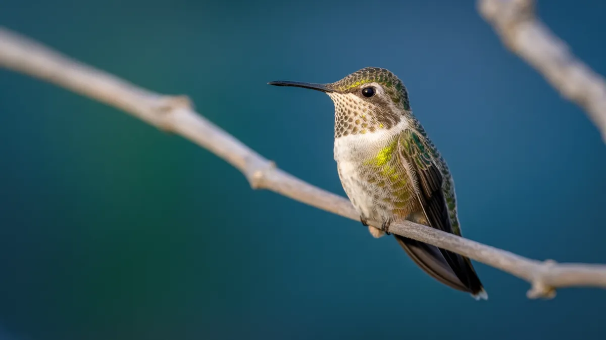 A hummingbird in torpor before dawn