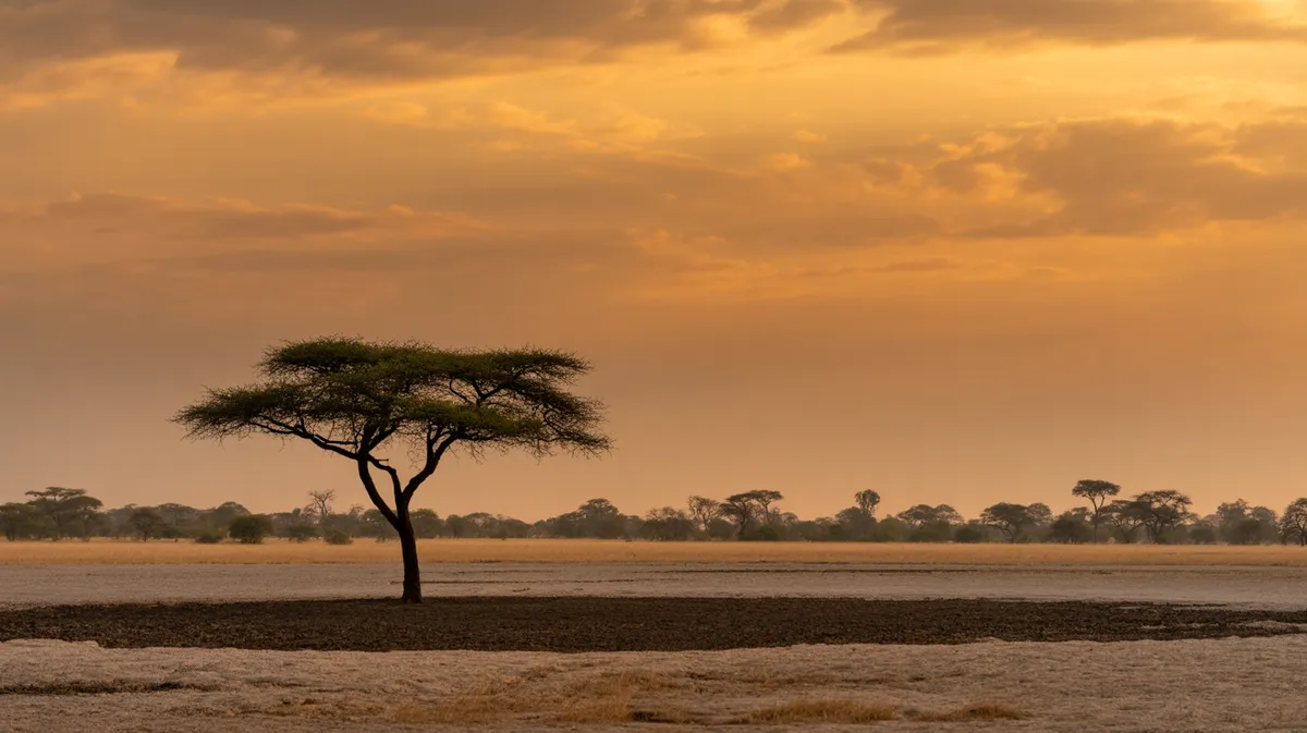 An acacia in its own cleared patch of ground