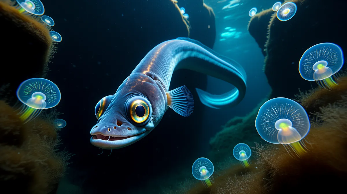 A silver eel descending into the deep