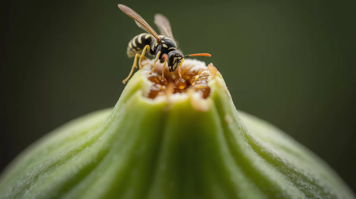 A fig wasp entering a fig