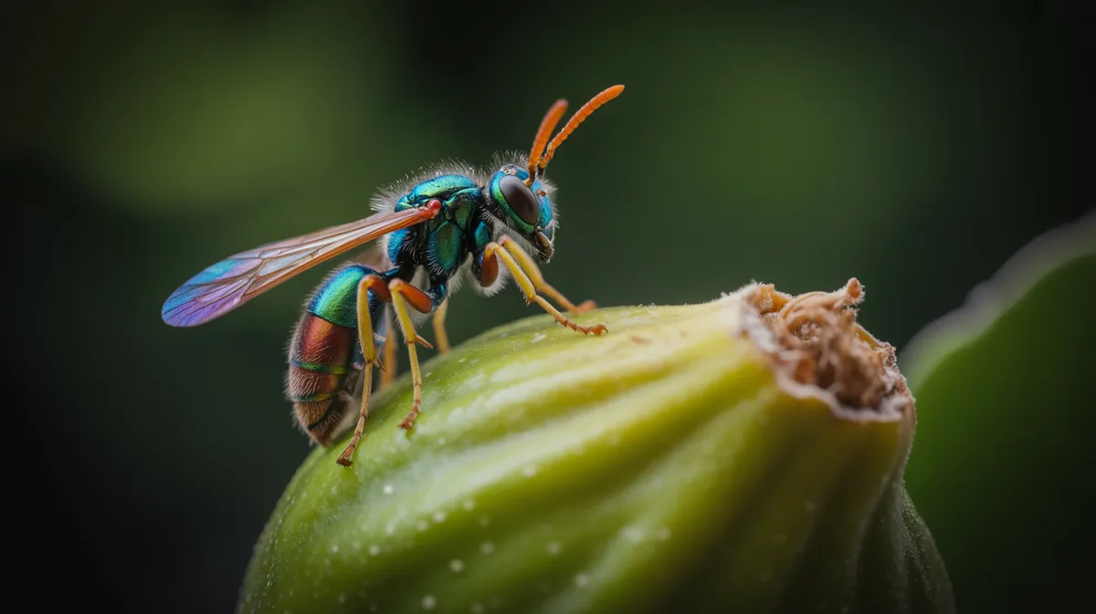 Macro of a tiny fig wasp