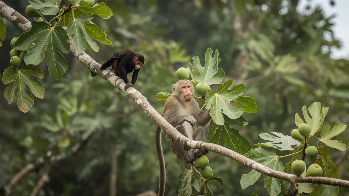 A fig tree full of fruit feeding rainforest animals