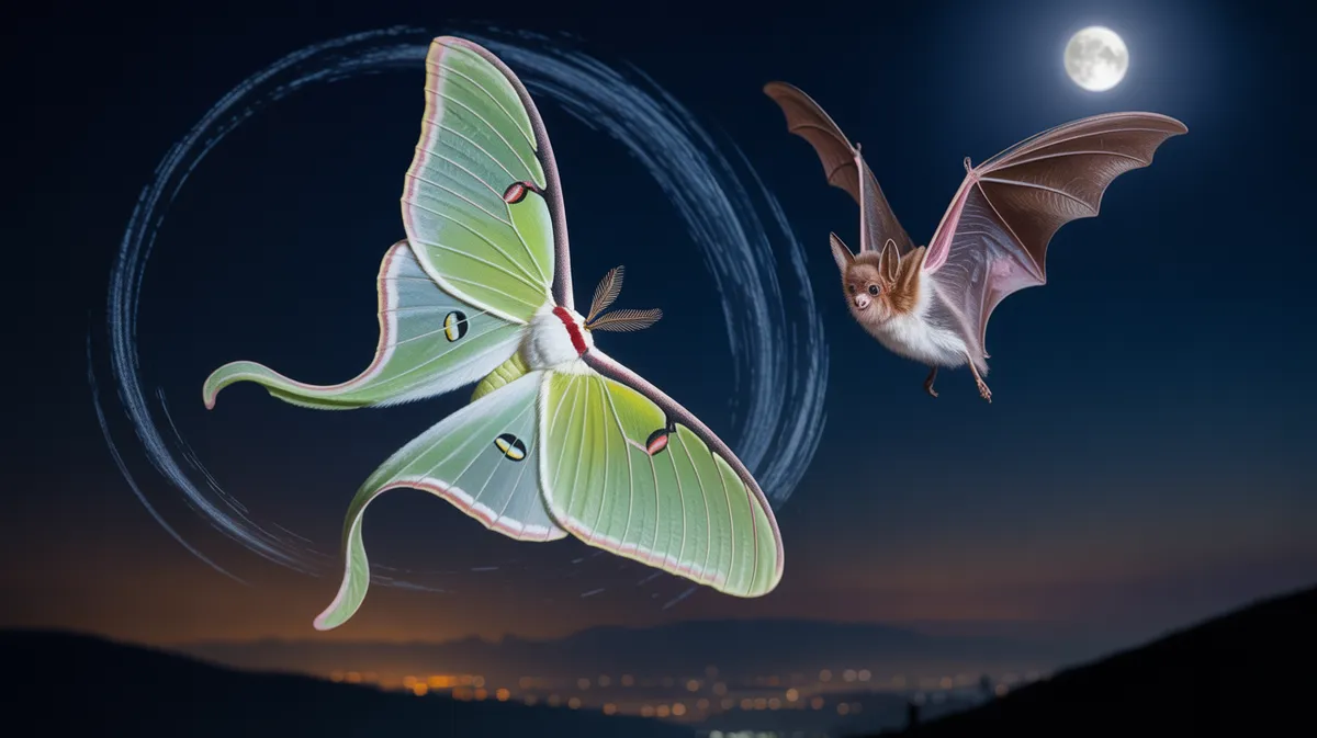 A moth evading a hunting bat