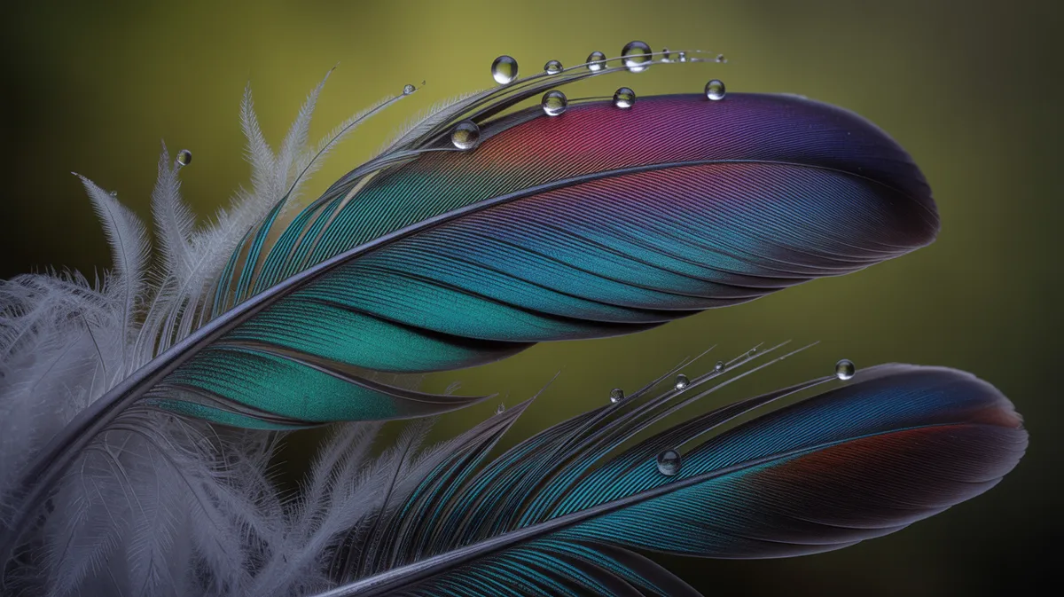 Macro of shimmering iridescent feathers