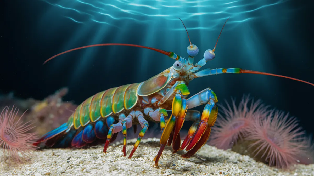 A mantis shrimp with eyes pointing different ways