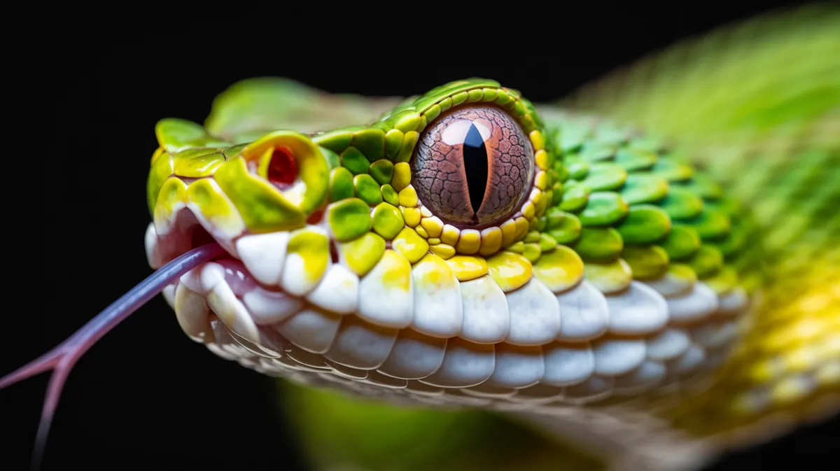 Macro of a pit viper showing its heat pit