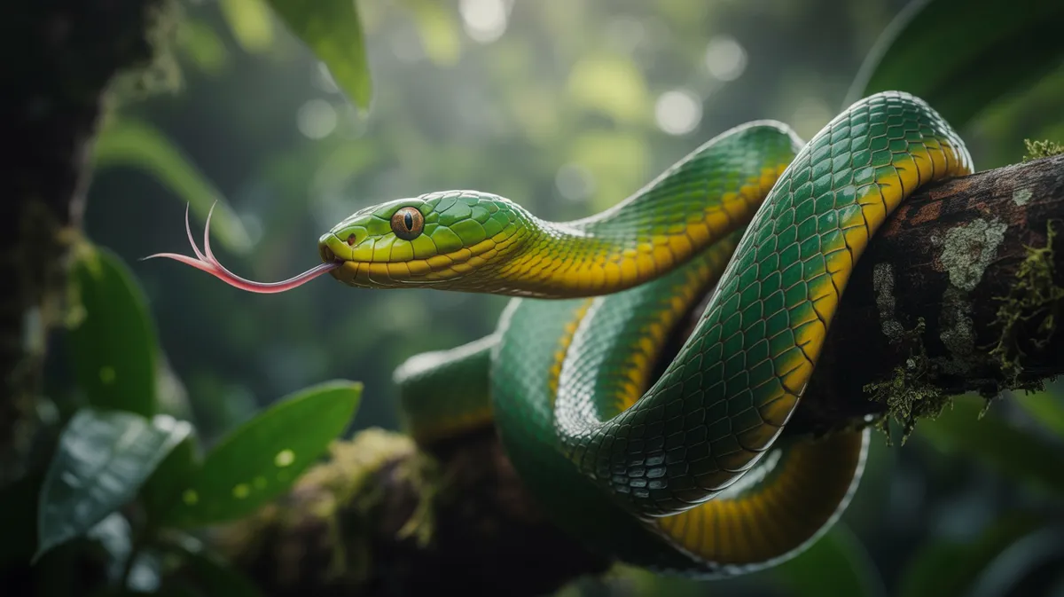 A snake flicking its forked tongue