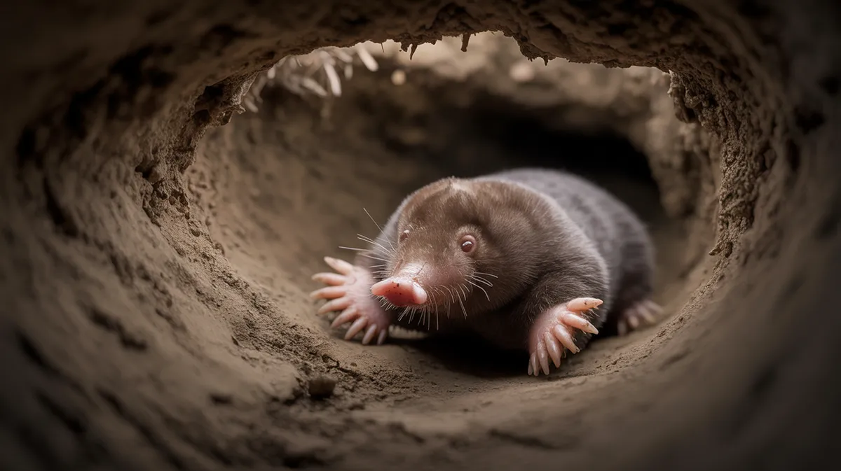 A star-nosed mole foraging in a tunnel