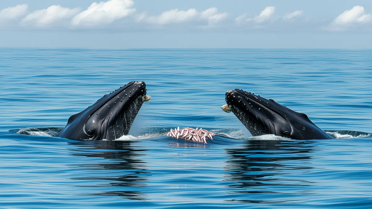 Humpback whales lunge-feeding