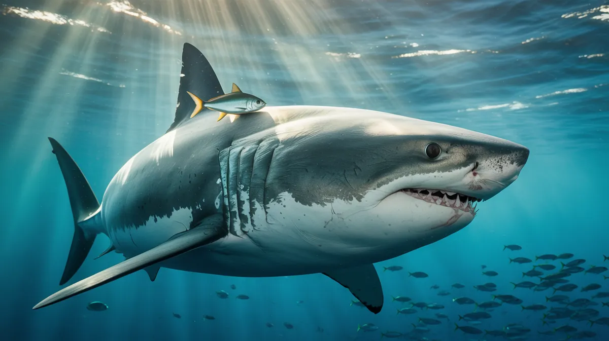A remora cleaning a shark's skin