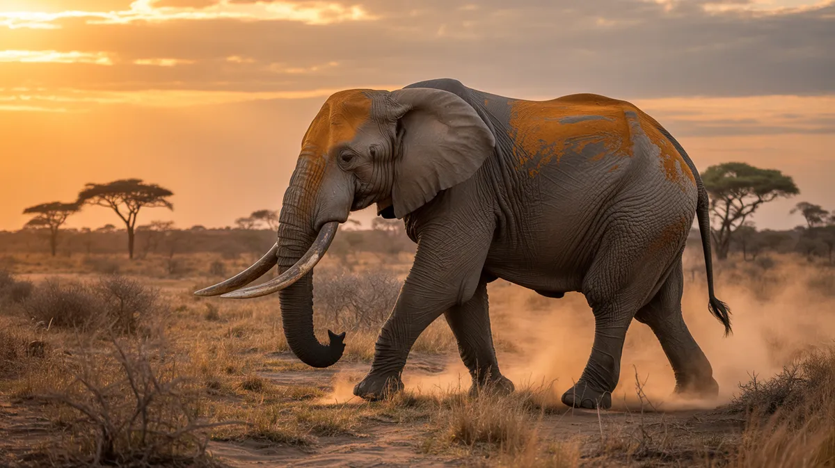 A large African bush elephant on the savanna