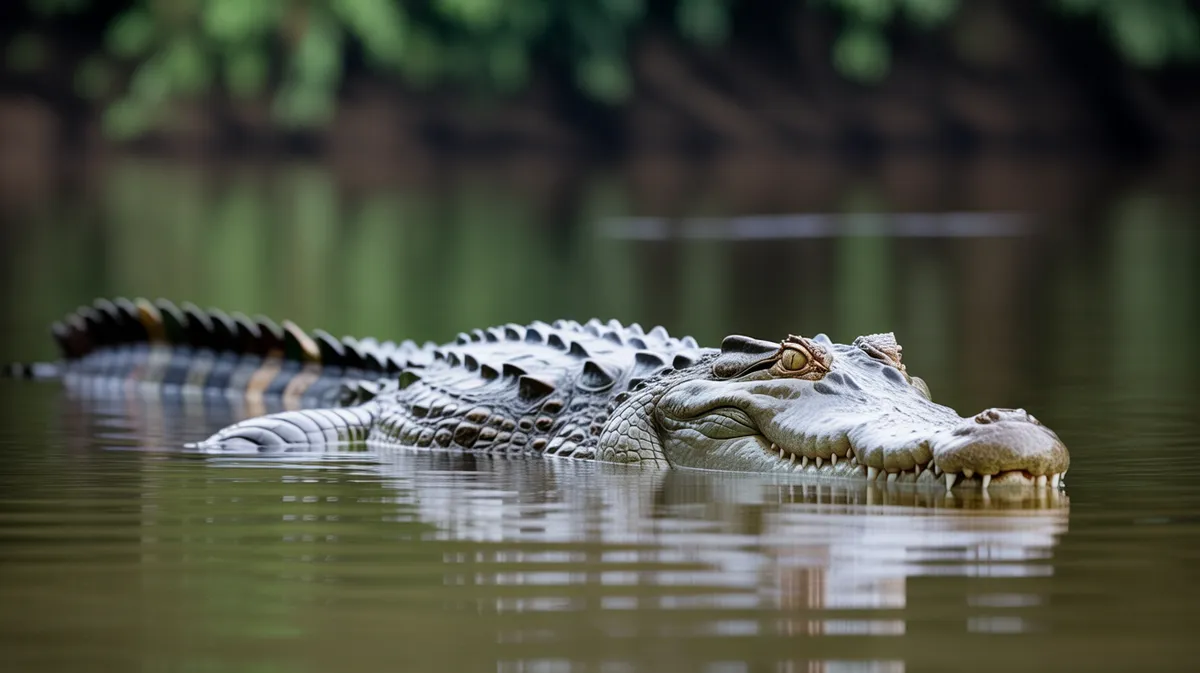 A saltwater crocodile at the surface