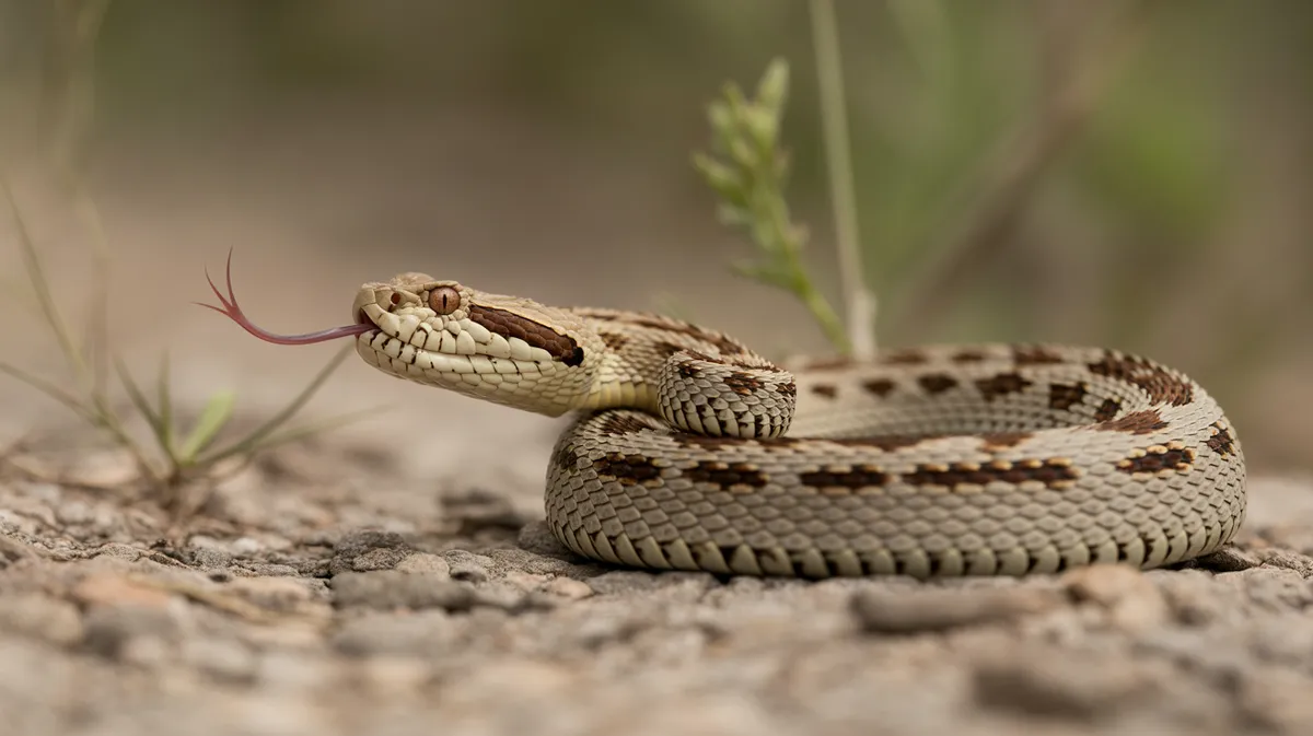 A coiled venomous snake
