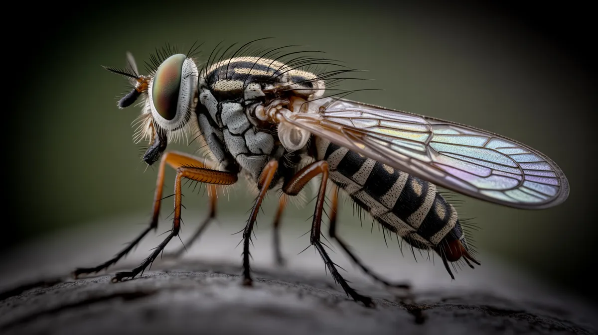 A macro close-up of a tsetse fly