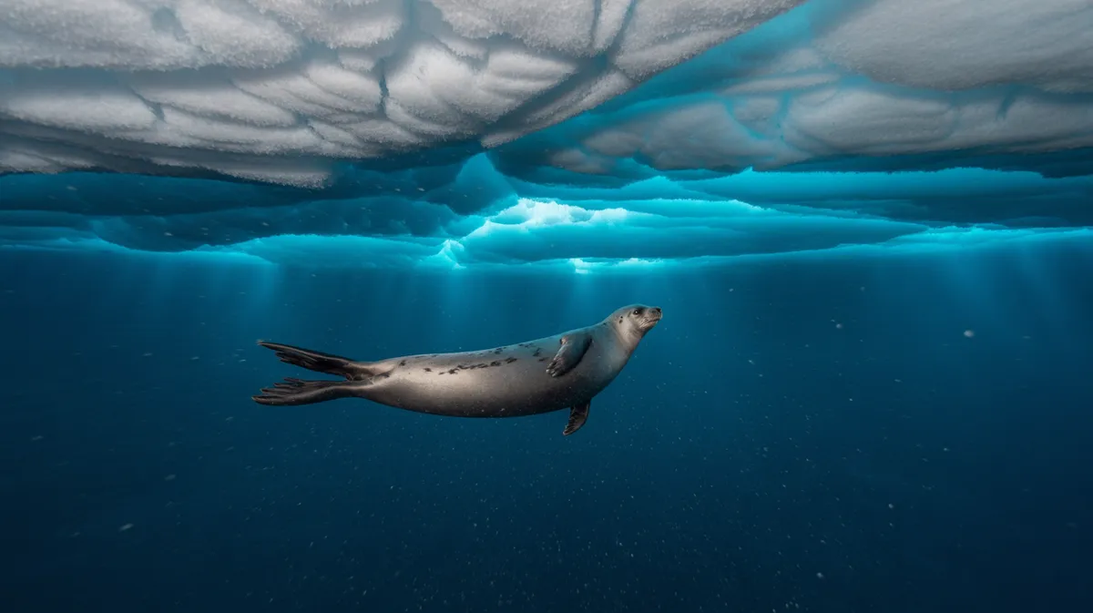 A Weddell seal under Antarctic ice