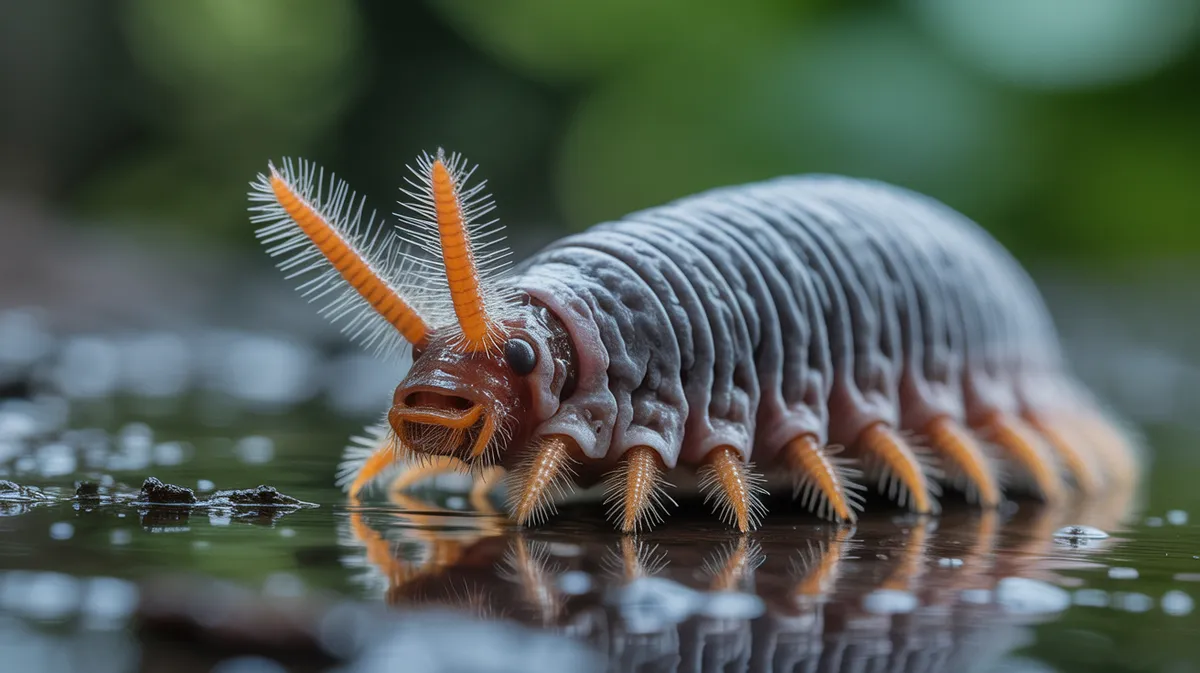 A velvet worm on the forest floor