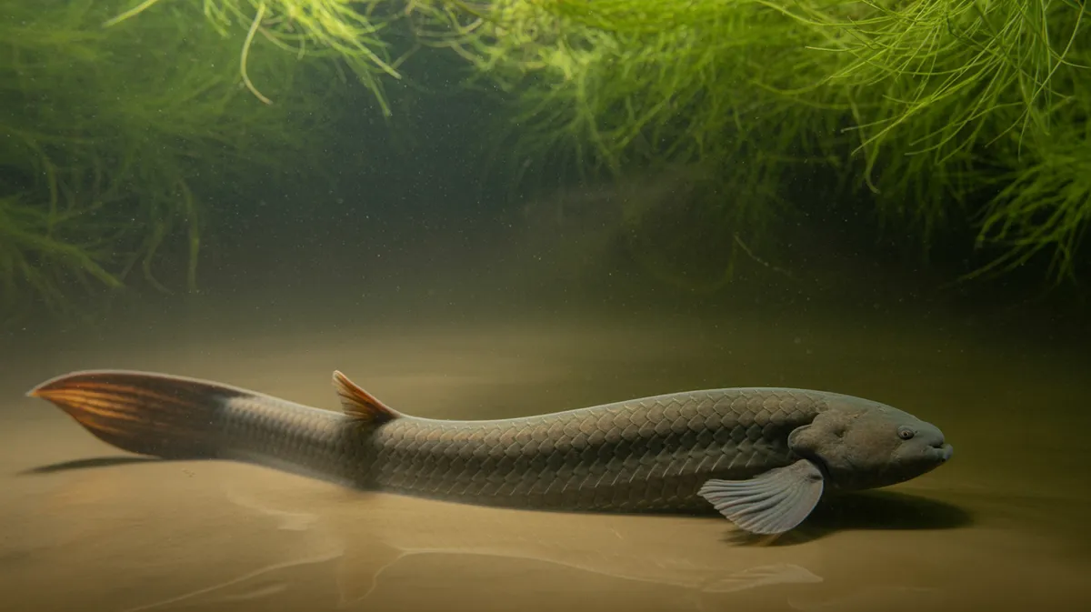 A lungfish in shallow water