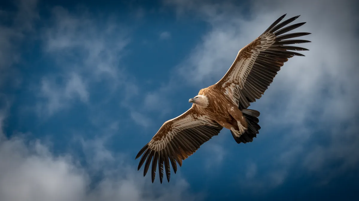 A Rüppell's vulture soaring high