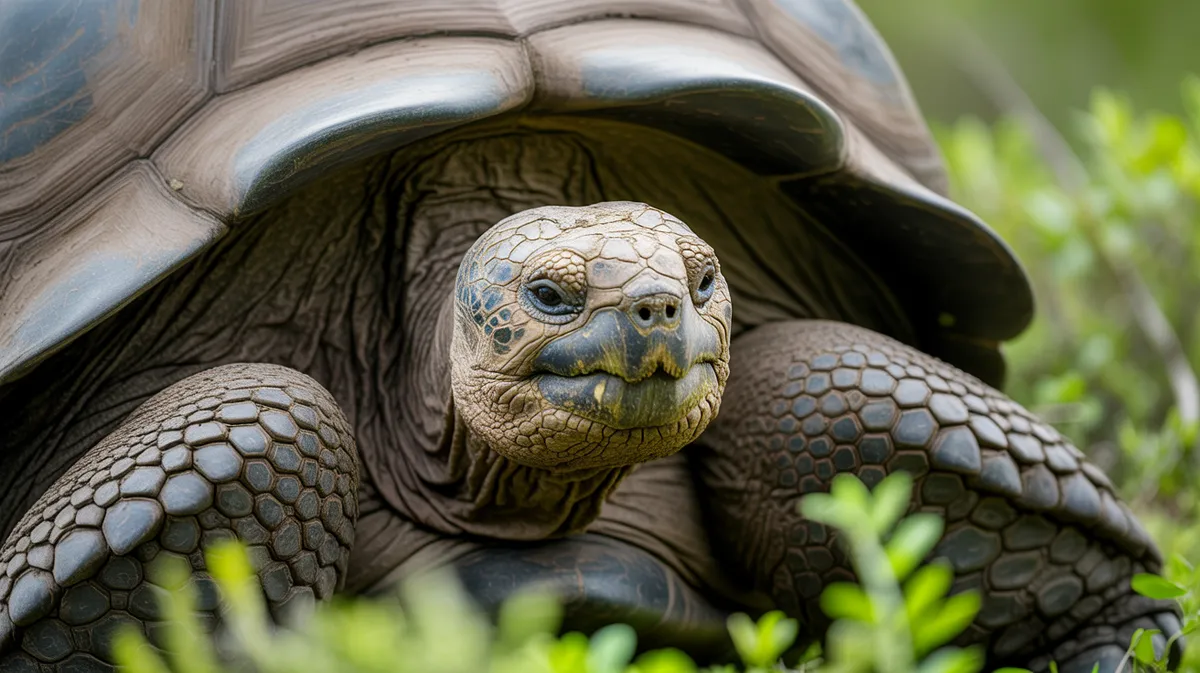 Close portrait of a Galápagos giant tortoise