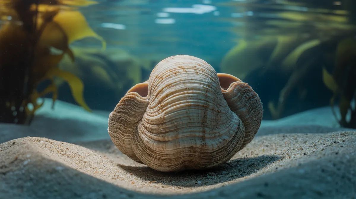 An ocean quahog clam in sand