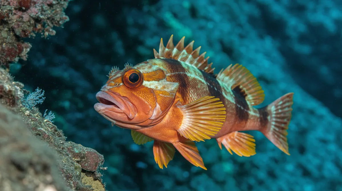 A rougheye rockfish by a reef