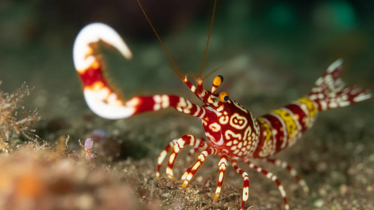 A pistol shrimp with its large snapping claw
