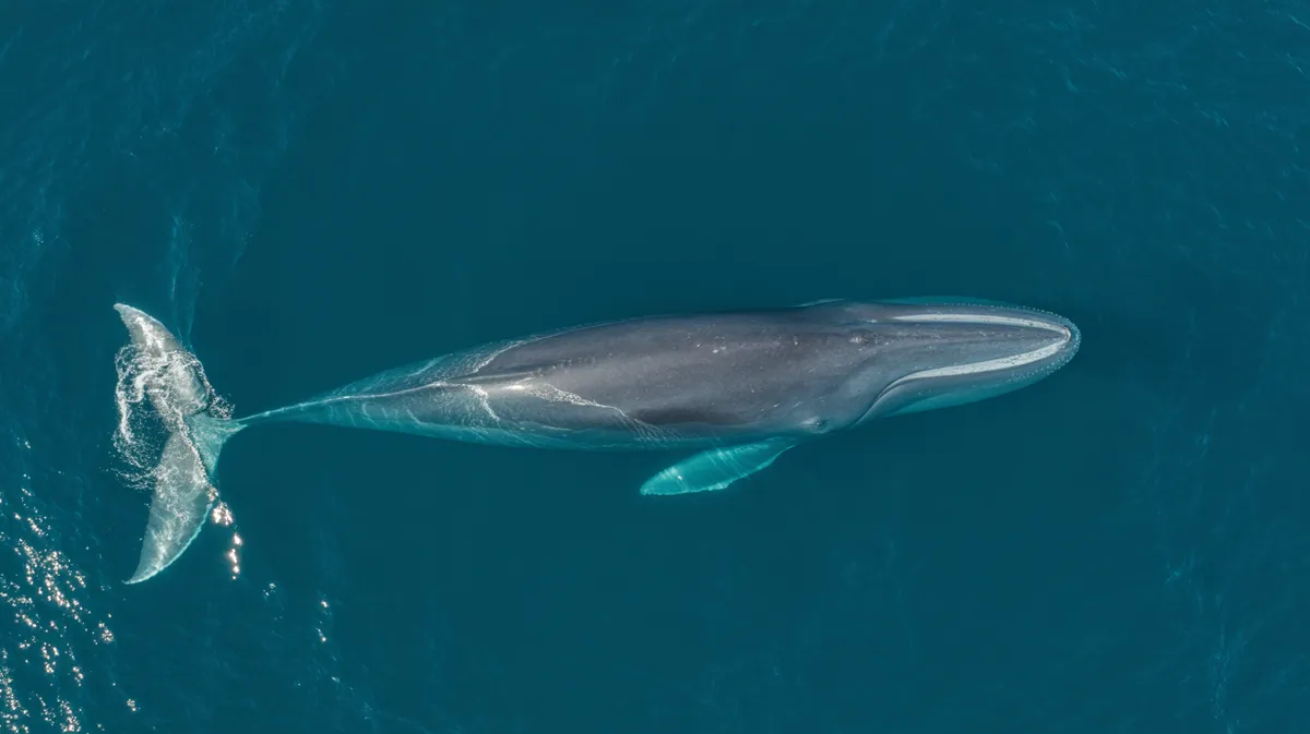 A blue whale seen from above