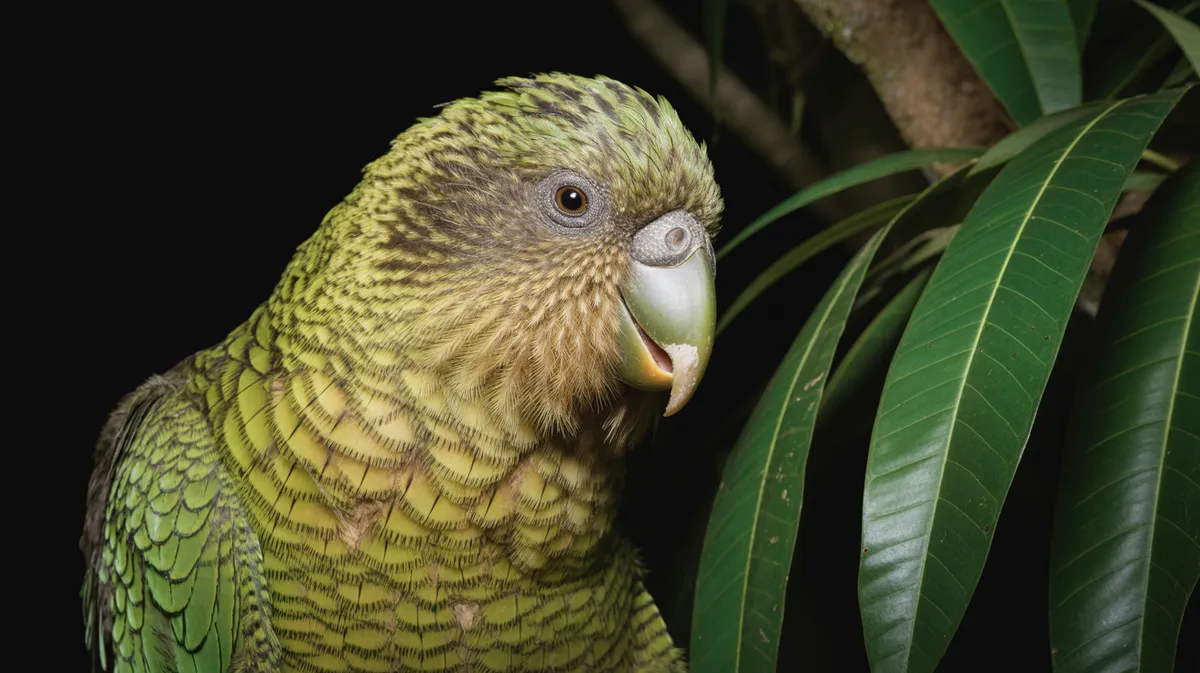 A kakapo booming at night
