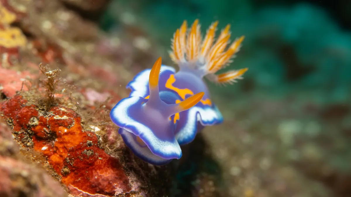A brightly coloured nudibranch sea slug