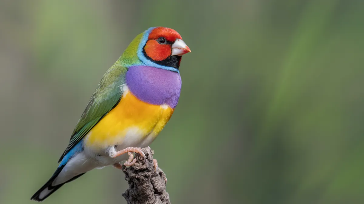 A multicoloured Gouldian finch