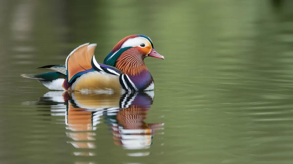 A male mandarin duck on water