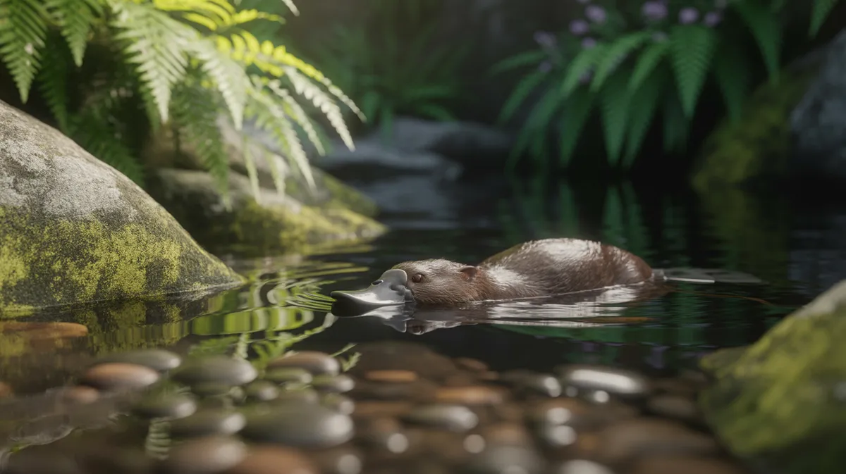 A platypus swimming