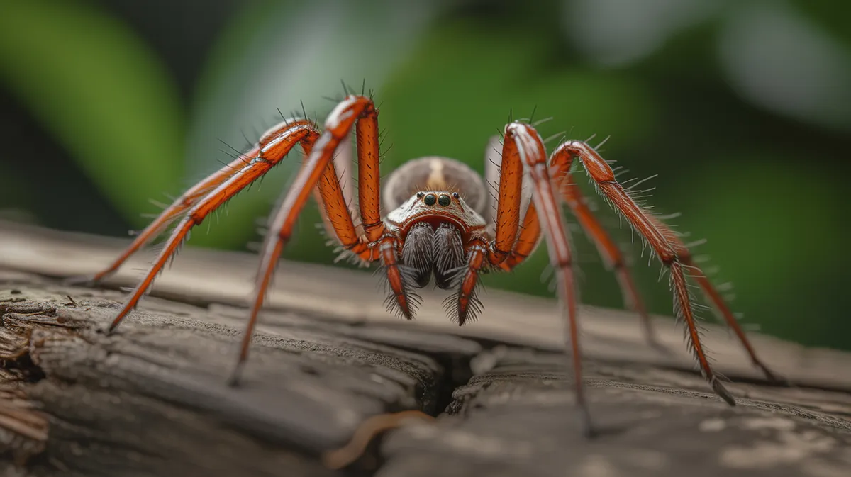 A Brazilian wandering spider rearing up