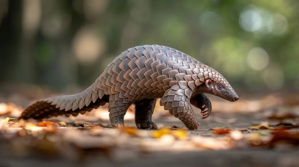 A pangolin walking