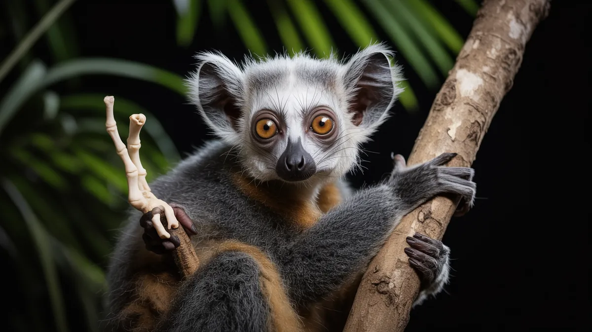 An aye-aye at night