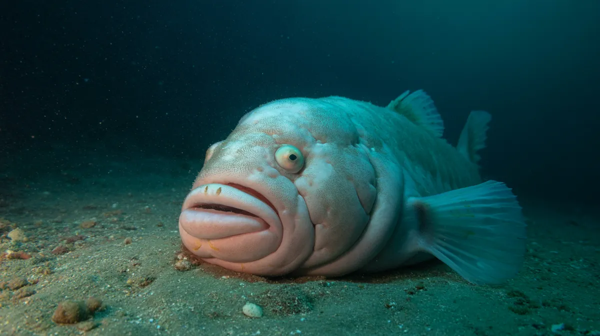 A blobfish on the deep seafloor
