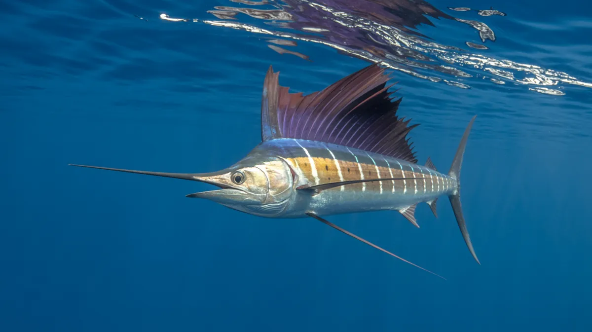 A sailfish swimming through the open ocean