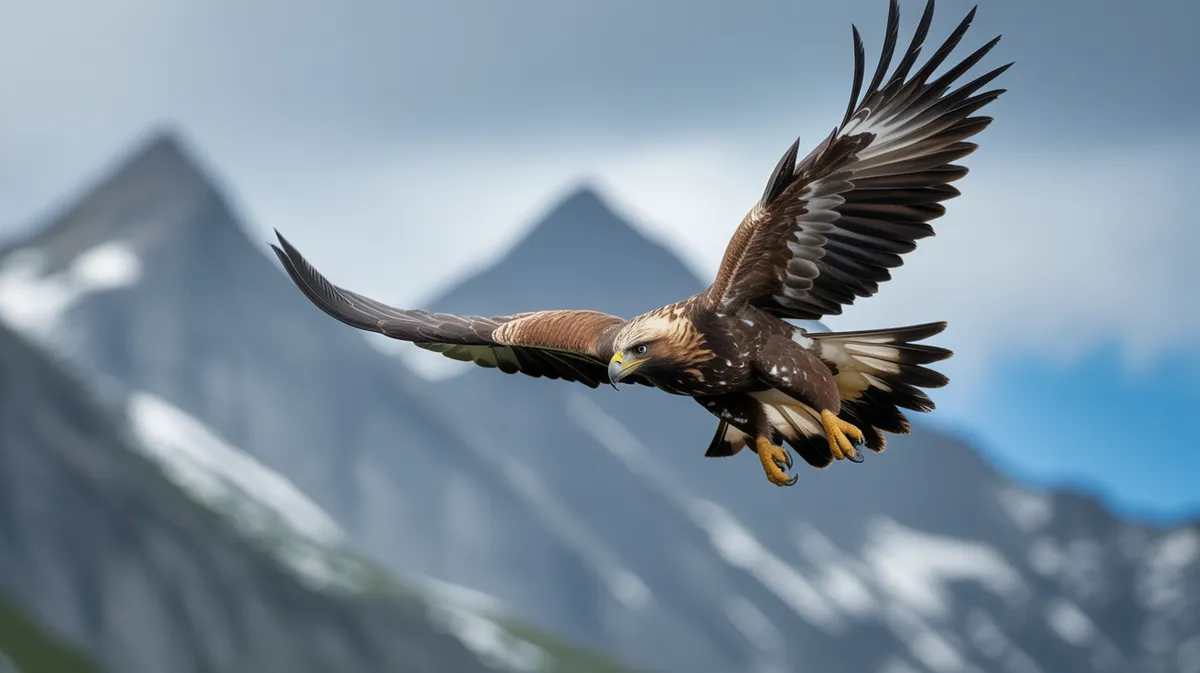A golden eagle diving